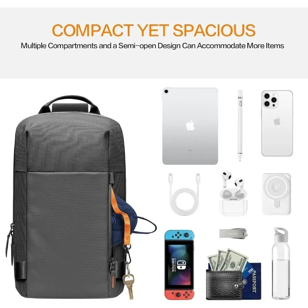 💫 Men Black Crossbody Bag Sling Stylish Waterproof Chest Work Travel Backpack